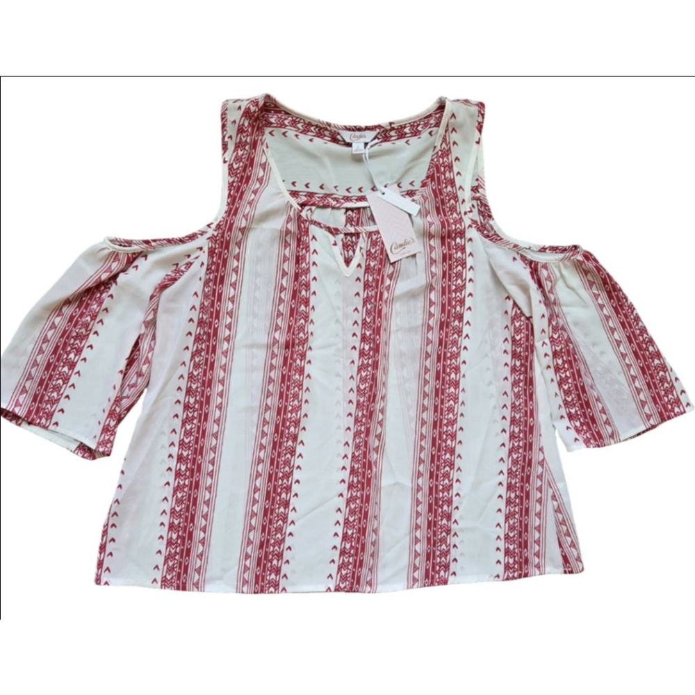 Women's Candie's Blouse Size L White and Red
